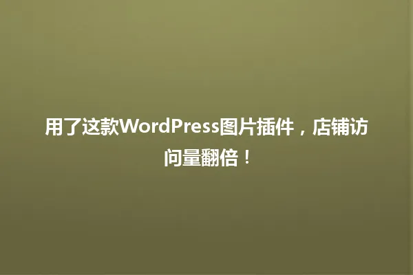 用了这款WordPress图片插件,店铺访问量翻倍! 一