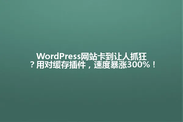 WordPress网站卡到让人抓狂？用对缓存插件，速度暴涨300%！ 一