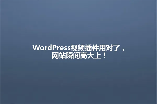 WordPress视频插件用对了，网站瞬间高大上！ 一