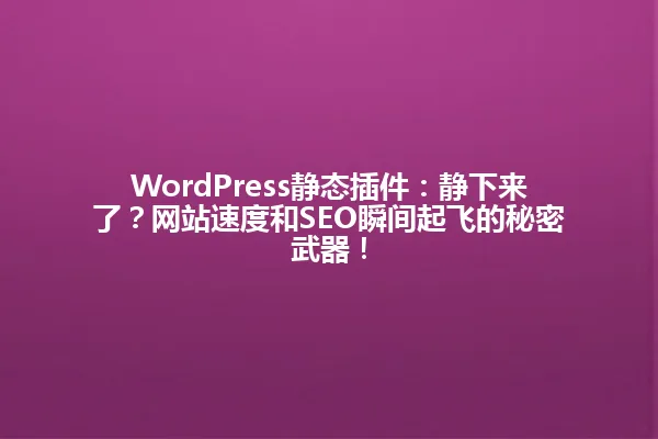 WordPress静态插件：静下来了？网站速度和SEO瞬间起飞的秘密武器！ 一