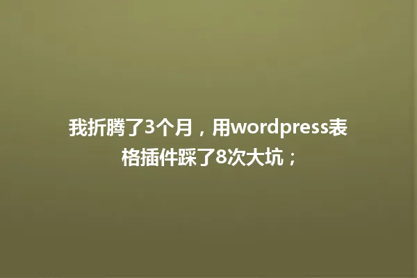 我折腾了3个月,用wordpress表格插件踩了8次大坑; 一