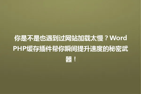 你是不是也遇到过网站加载太慢？WordPHP缓存插件帮你瞬间提升速度的秘密武器！ 一