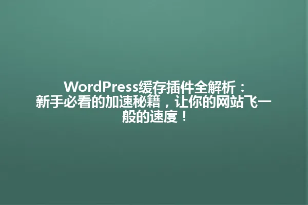 WordPress缓存插件全解析:新手必看的加速秘籍,让你的网站飞一般的速度! 一