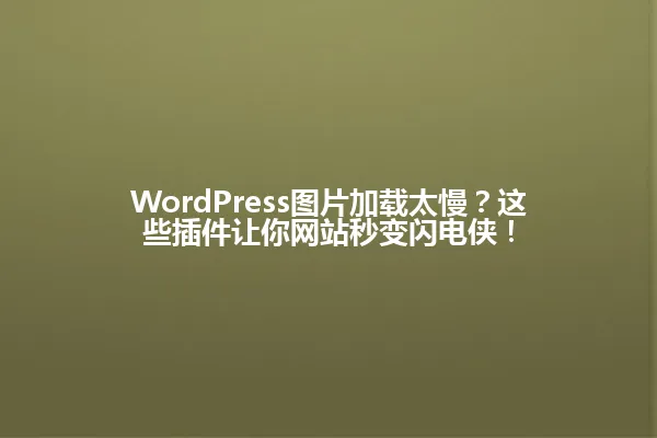 WordPress图片加载太慢？这些插件让你网站秒变闪电侠！ 一
