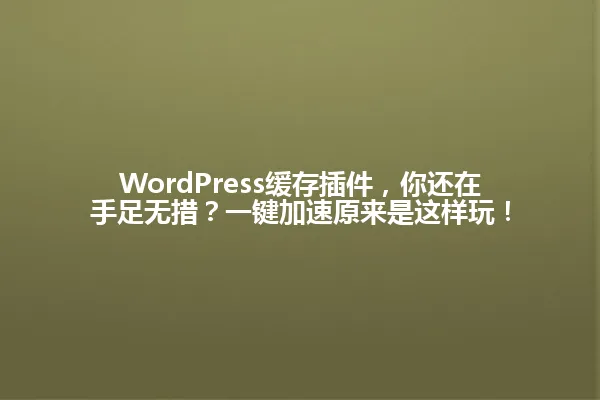 WordPress缓存插件，你还在手足无措？一键加速原来是这样玩！ 一