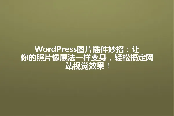WordPress图片插件妙招:让你的照片像魔法一样变身,轻松搞定网站视觉效果! 一