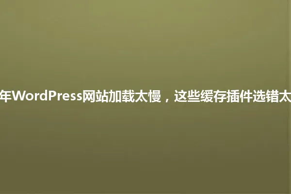 2025年WordPress网站加载太慢,这些缓存插件选错太坑了! 一