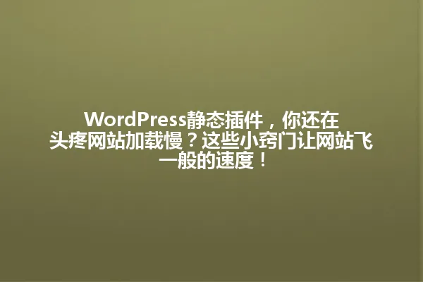 WordPress静态插件,你还在头疼网站加载慢?这些小窍门让网站飞一般的速度! 一