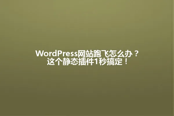 WordPress网站跑飞怎么办？这个静态插件1秒搞定！ 一