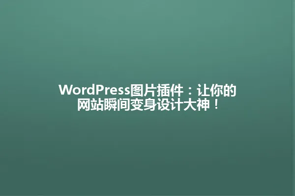 WordPress图片插件:让你的网站瞬间变身设计大神! 一