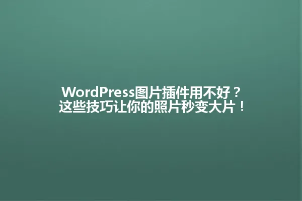 WordPress图片插件用不好?这些技巧让你的照片秒变大片! 一