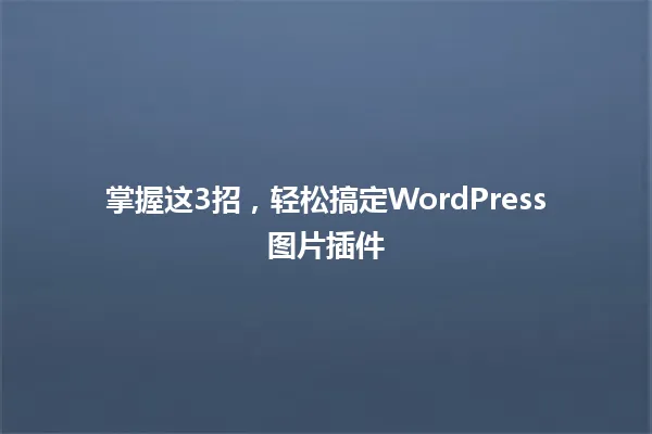 掌握这3招,轻松搞定WordPress图片插件 一