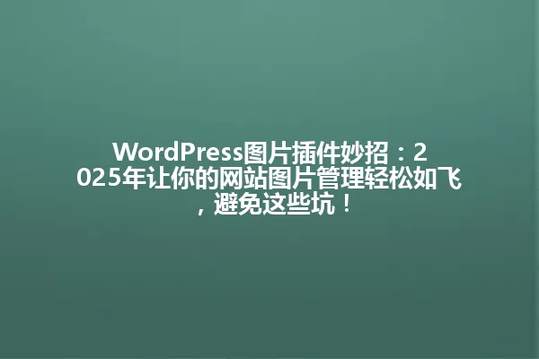 WordPress图片插件妙招:2025年让你的网站图片管理轻松如飞,避免这些坑! 一
