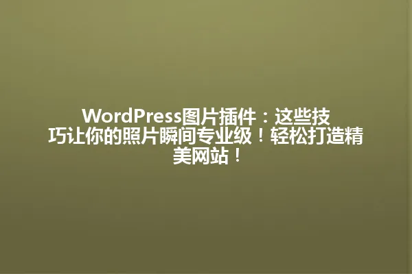 WordPress图片插件:这些技巧让你的照片瞬间专业级!轻松打造精美网站! 一
