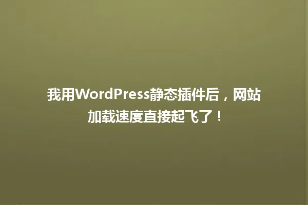 我用WordPress静态插件后,网站加载速度直接起飞了! 一