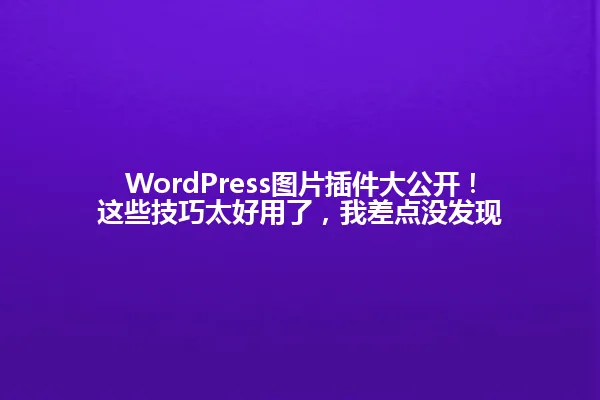 WordPress图片插件大公开!这些技巧太好用了,我差点没发现 一