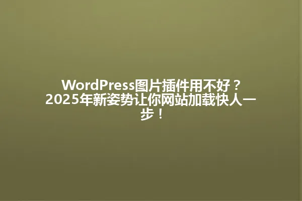WordPress图片插件用不好?2025年新姿势让你网站加载快人一步! 一