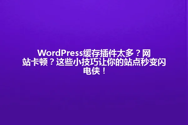 WordPress缓存插件太多?网站卡顿?这些小技巧让你的站点秒变闪电侠! 一