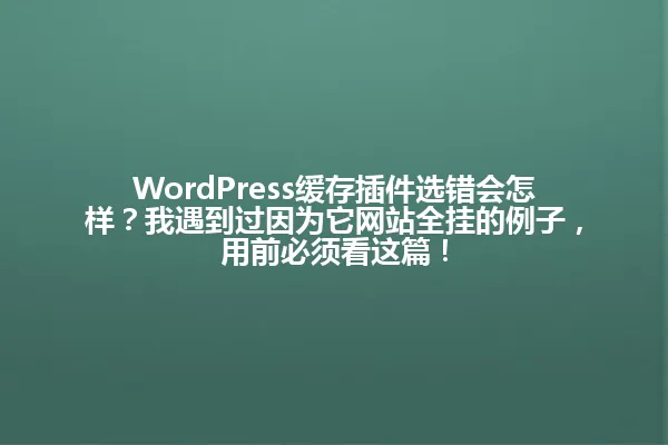 WordPress缓存插件选错会怎样?我遇到过因为它网站全挂的例子,用前必须看这篇! 一