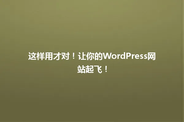 这样用才对!让你的WordPress网站起飞! 一