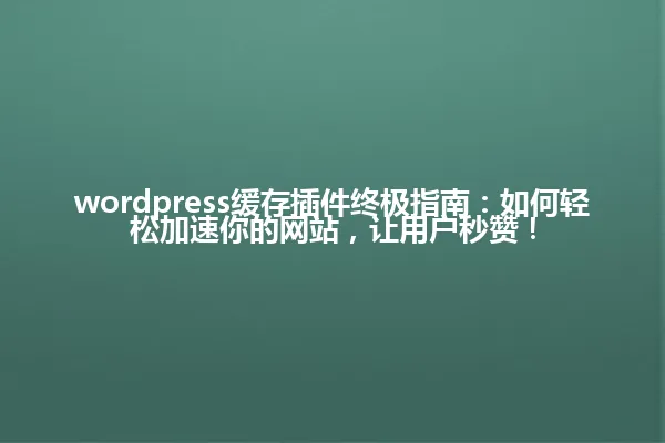 wordpress缓存插件终极指南:如何轻松加速你的网站,让用户秒赞! 一