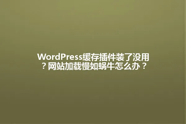WordPress缓存插件装了没用?网站加载慢如蜗牛怎么办? 一