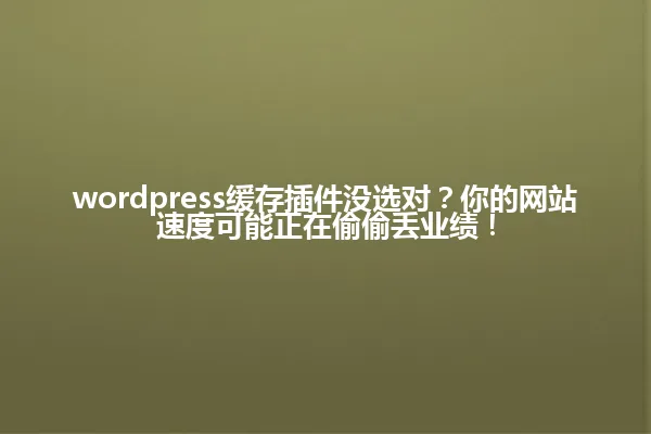 wordpress缓存插件没选对?你的网站速度可能正在偷偷丢业绩! 一