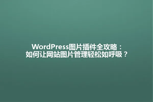 WordPress图片插件全攻略：如何让网站图片管理轻松如呼吸？ 一