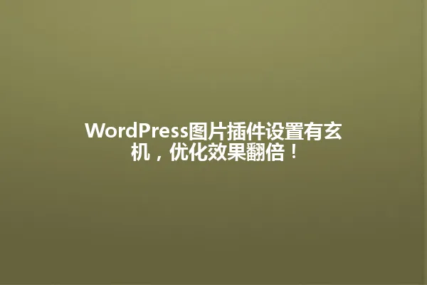 WordPress图片插件设置有玄机,优化效果翻倍! 一