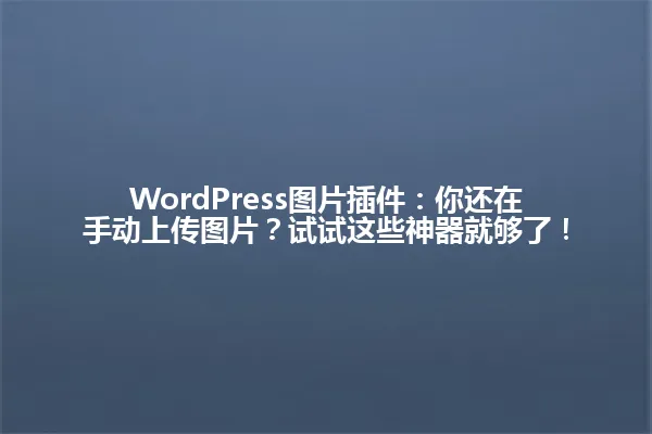 WordPress图片插件:你还在手动上传图片?试试这些神器就够了! 一