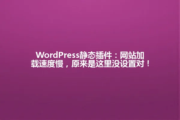 WordPress静态插件:网站加载速度慢,原来是这里没设置对! 一