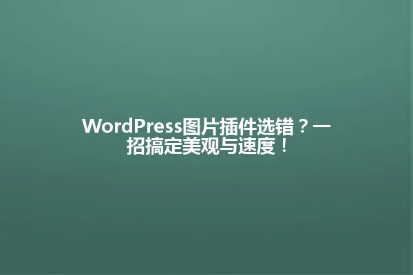 WordPress图片插件选错?一招搞定美观与速度! 一