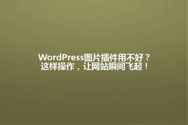 WordPress图片插件用不好?这样操作,让网站瞬间飞起! 一
