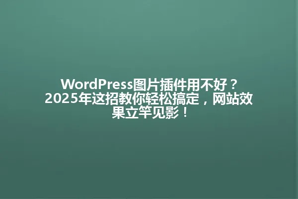 WordPress图片插件用不好?2025年这招教你轻松搞定,网站效果立竿见影! 一