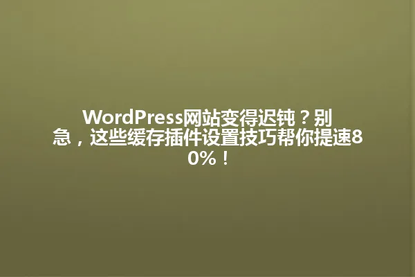 WordPress网站变得迟钝?别急,这些缓存插件设置技巧帮你提速80%! 一
