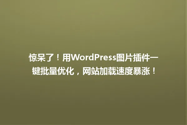 惊呆了!用WordPress图片插件一键批量优化,网站加载速度暴涨! 一