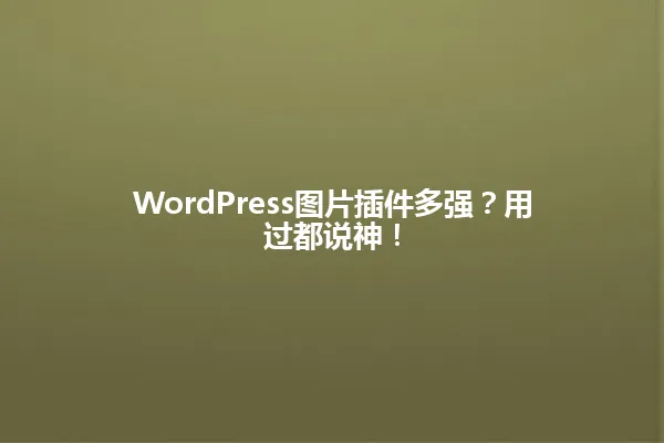 WordPress图片插件多强?用过都说神! 一