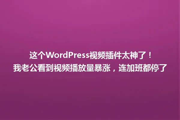 这个WordPress视频插件太神了!我老公看到视频播放量暴涨,连加班都停了 一
