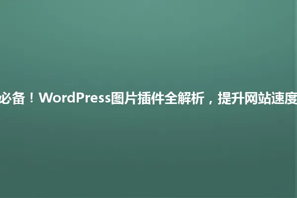 2025年必备!WordPress图片插件全解析,提升网站速度超简单! 一