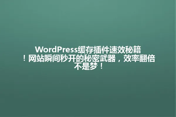 WordPress缓存插件速效秘籍!网站瞬间秒开的秘密武器,效率翻倍不是梦! 一