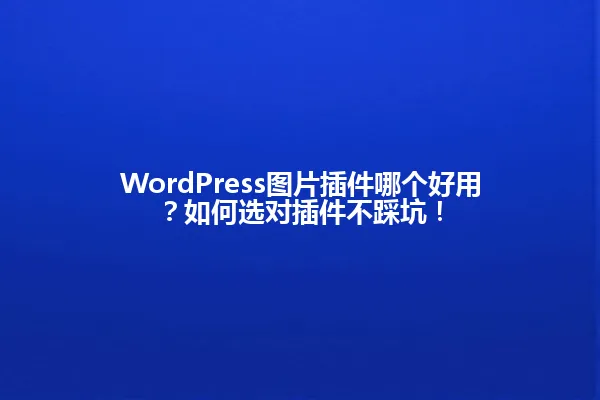 WordPress图片插件哪个好用？如何选对插件不踩坑！ 一