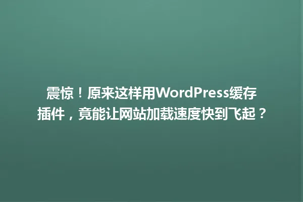 震惊!原来这样用WordPress缓存插件,竟能让网站加载速度快到飞起? 一