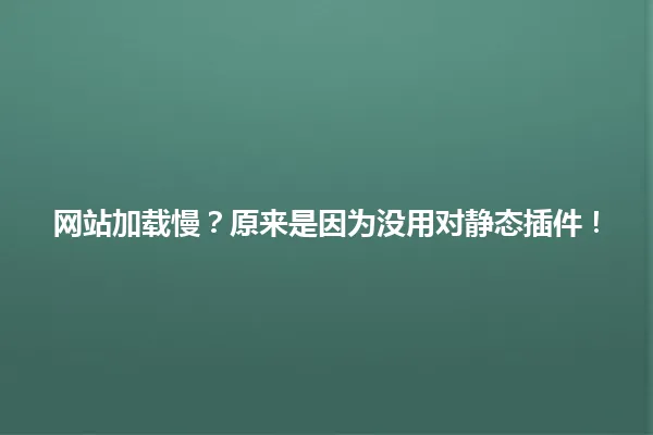网站加载慢?原来是因为没用对静态插件! 一