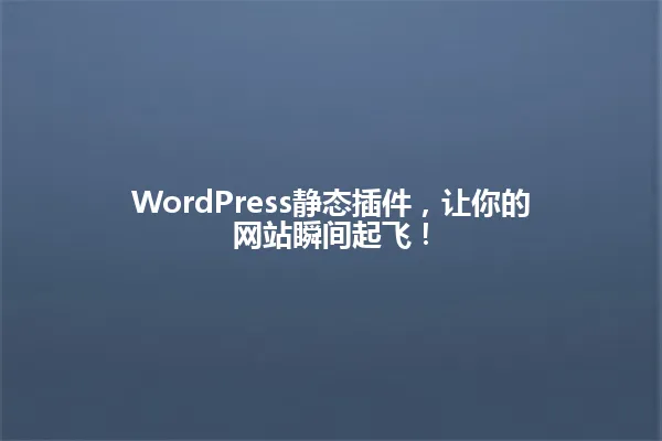 WordPress静态插件，让你的网站瞬间起飞！ 一