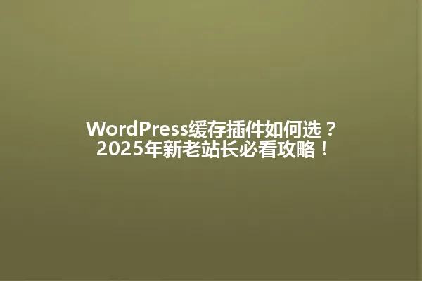 WordPress缓存插件如何选?2025年新老站长必看攻略! 一