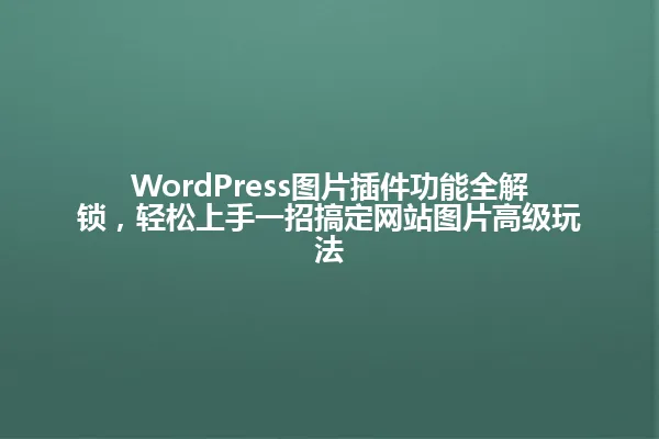WordPress图片插件功能全解锁，轻松上手一招搞定网站图片高级玩法 一