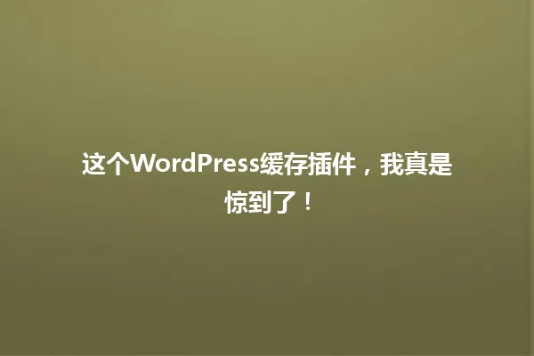 这个WordPress缓存插件,我真是惊到了! 一