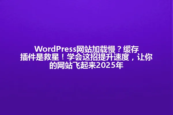 WordPress网站加载慢？缓存插件是救星！学会这招提升速度，让你的网站飞起来2025年 一
