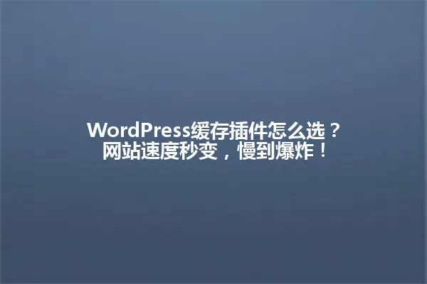 WordPress缓存插件怎么选?网站速度秒变,慢到爆炸! 一