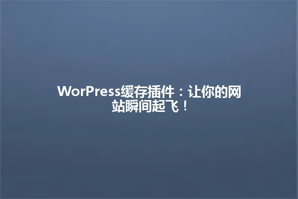WorPress缓存插件：让你的网站瞬间起飞！ 一